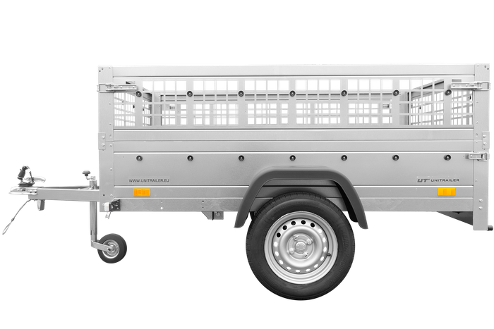 Remolque basculante de 200 x 125 cm con laterales de rejilla y rueda de apoyo – Garden Trailer 201 Kipp